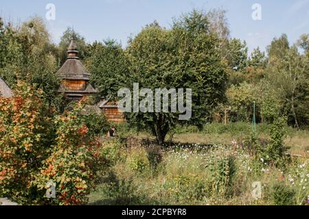 old wooden church in the forest Stock Photo