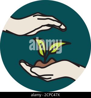 Protective cupping hands from above and below Stock Vector