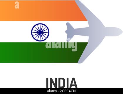 Flag of India color line icon. Airline network. International flights. Popular tourist destination. Pictogram for web page, mobile app, promo. UI UX Stock Vector
