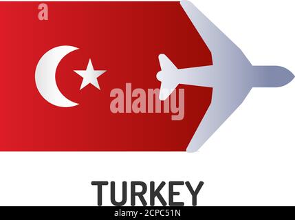 Flag of Turkey color line icon. State consists of 50 states. Airline network. International flights. Popular tourist destination. Pictogram for web Stock Vector