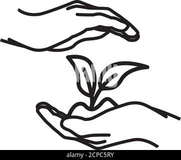 Protective cupping hands from above and below Stock Vector