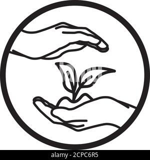 Protective cupping hands from above and below Stock Vector