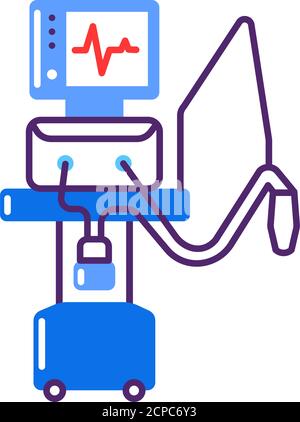 Medical ventilator line color icon. Artificial ventilation of the lungs concept. Sign for web page, mobile app. Stock Vector