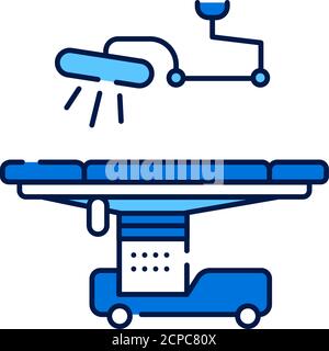 Operating hospital room and equipment line color icon. Surgical emergency. Sign for web page, mobile app, button, logo. Stock Vector