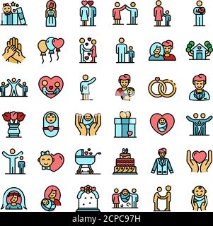 Family moments icons set vector flat Stock Vector