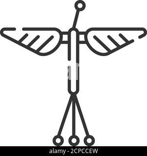 Micro robot insect black line icon. Innovation in technology. Used for robots capable of working with micrometer-sized components. Sign for web page Stock Vector