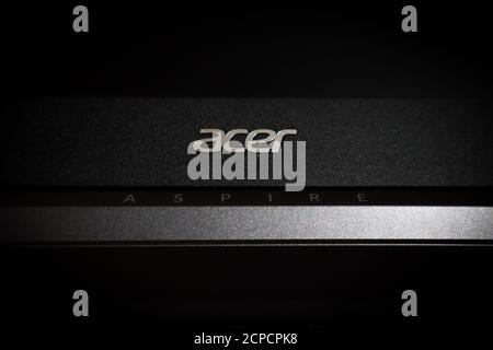 Acer aspire logo on a Acer Aspire 7 Gaming Laptop. Stock Photo