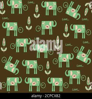 Elephant seamless pattern in vector. It is located in swatch menu. Stock Vector