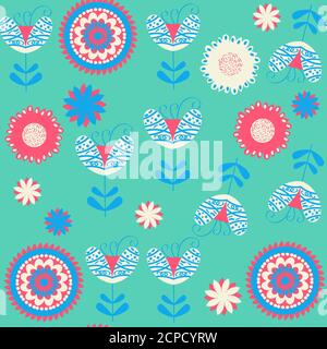 Abstract floral fantasy seamless pattern. It is located in swatch menu, vector image Stock Vector