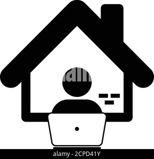 Working icon with male user person profile avatar with home symbol for business and finance in a flat color glyph pictogram illustration Stock Vector