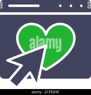 Email, webpage with heart and arrow cursor colored icon. Customer satisfaction, feedback, approve symbol Stock Vector