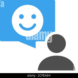Person with happy face colored icon. Review, feedback, comment, customer satisfaction symbol Stock Vector
