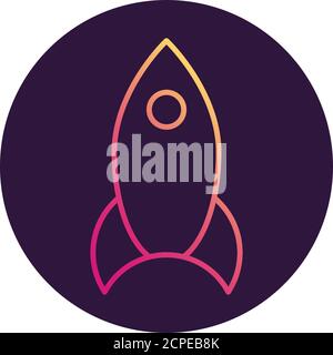 Spaceship rocket icon. Flat line art vector. Stock Vector