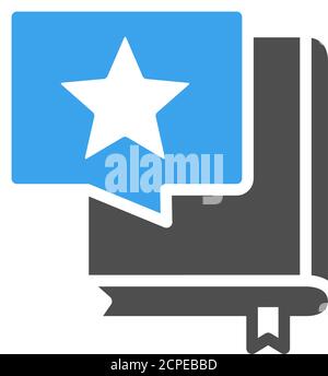 Book with star in chat bubble colored icon. Good literature, best choise, positive feedback symbol Stock Vector