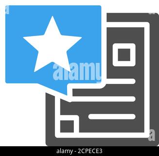 Document with star in speech bubble colored icon. Positive feedback, approvement, customer satisfaction symbol Stock Vector