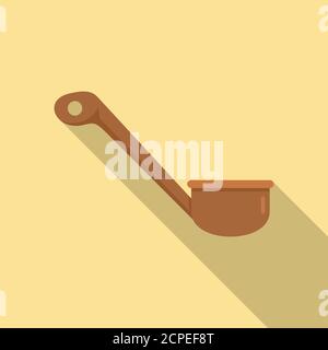 Sauna wood spoon icon. Flat illustration of sauna wood spoon vector icon for web design Stock Vector