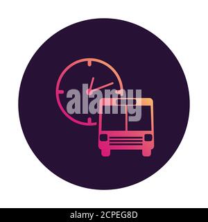 Public transport application icon. Bus icon clock face.Transport schedule. Stock Vector