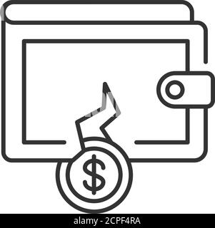 Poverty black line icon. Saving money. Job loss, crisis, beggary. Social problem concept. Sign for web page, mobile app, banner, social media Stock Vector