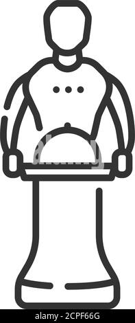 Waiter robot black line icon. Service industry. Assistant and indispensable partner in the restaurant and catering business. Innovation in technology Stock Vector