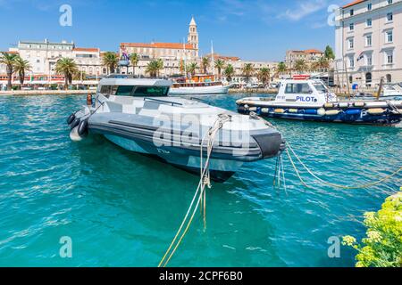 Marina and Riva Promenade of Split, Dalmatia, Croatia Stock Photo