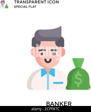 Banker vector icon. Flat style illustration. EPS 10 vector. Stock Vector