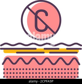 Collagen deficiency line color icon. Appearance of wrinkles. Skin care. Dry, itchy, uneven skin. Sign for web page, mobile app Stock Vector