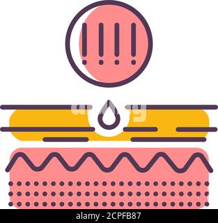 Skin layer with an black dots line color icon. Skin rash. Dermatological diseases. Itchy spots. Stock Vector