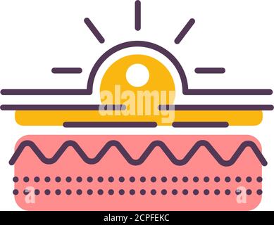 Skin layer with an inflamed acne line color icon. Skin rash. Dermatological diseases. Itchy spots. Stock Vector