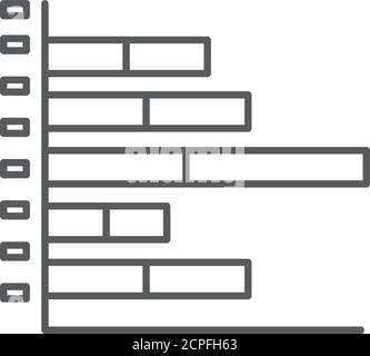 Infographic stacked bar line black icon. Record keeping concept. Visual comparison of data. Sign for web page, mobile app, button, logo. Stock Vector