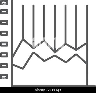 Graph stacked infographic line black icon. Record keeping concept. Visual comparison of data. Stock Vector