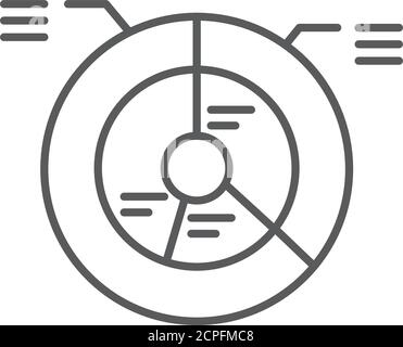 Sunburst chart line black icon. Record keeping concept. Visual comparison of data. Sign for web page, mobile app, button, logo. Stock Vector