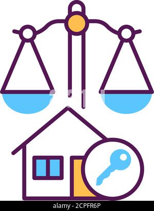 Arbitration court line color icon. Business property concept. Real estate law element. Stock Vector