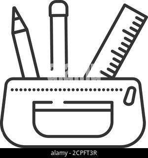 Pencil case icon outlined Royalty Free Vector Image