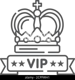 Vip crown line black icon. Premium membership. Greeting, party, festival, event. Sign for web page, mobile app, button, logo. Stock Vector