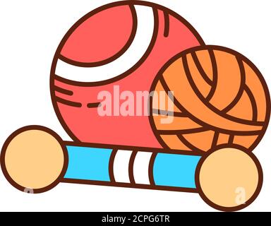 Toys for pets color line icon. Things that pets and their owners can play with. Pictogram for web page, mobile app, promo. UI UX GUI design element Stock Vector