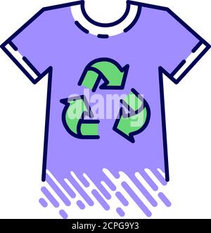 Recycling clothes, biodegradable color line icon. Recovering old clothing and shoes for sorting and processing. Pictogram for web page, mobile app Stock Vector