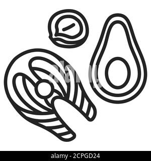 Lot fat black line icon. High-fat products. High-calorie food. Pictogram for web page, mobile app, promo. UI UX GUI design element. Editable stroke Stock Vector