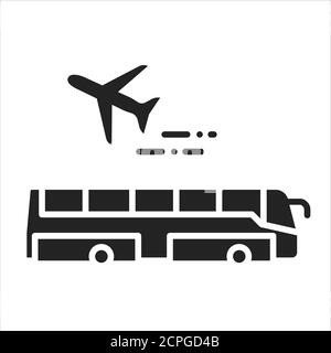 Airport transfer black glyph icon. Regularly scheduled transportation service. Pictogram for web page, mobile app, promo. UI UX GUI design element Stock Vector