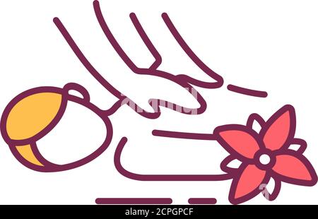 Classic massage color line icon. Affects the body by means of carefully selected pressure and a set of movements. Pictogram for web page, mobile app Stock Vector