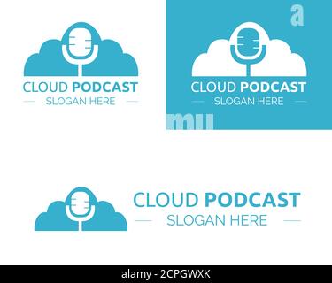 Illustration vector design of cloud podcast logo template for business Stock Vector