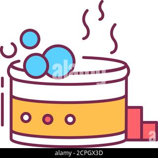 Jacuzzi color line icon. A hot tub or whirlpool bath with underwater jets that massage the body. Pictogram for web page, mobile app, promo. UI UX GUI Stock Vector