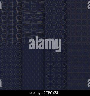 dark luxury seamless background patterns in set Stock Vector