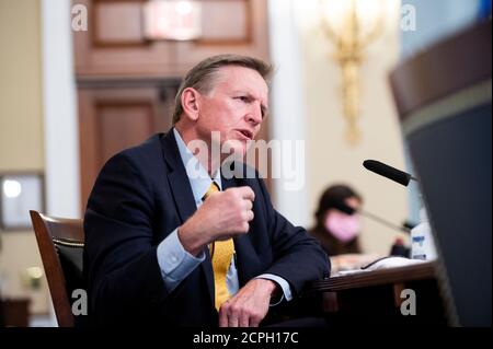 Rep. Paul Gosar (R-AZ) questions United States Park Police acting Chief Gregory T. Monahan, during the U.S. House Natural Resources Committee hearing on 'The U.S. Park Police Attack on Peaceful Protesters at Lafayette Square', on Capitol Hill in Washington, U.S., July 28, 2020. Bill Clark/Pool via REUTERS