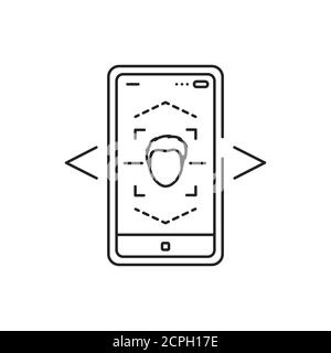 Augmented reality face recognition black glyph icon. Biometric scanning ...