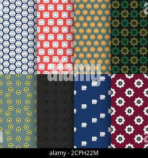 various complex seamless back patterns in set Stock Vector