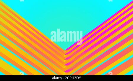 Ultraviolet render. Abstract vibrant geometric background. Banner or poster creative graphic wallpaper. Geometry glow neon electric lines. Cyber arch Stock Photo