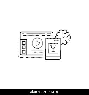 Psychology blog black line icon. Online psychologist help sign. Pictogram for web page, mobile app, promo. UI UX GUI design element. Editable stroke Stock Vector