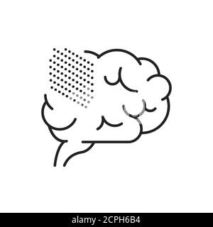 Brain disease alzheimer s line black icon. Human organ concept. Memory loss. Decrease in mental human abilities. Sign for web page, mobile app, button Stock Vector