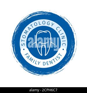 Family dentist vector logo design. Stomatology clinic label Stock Vector