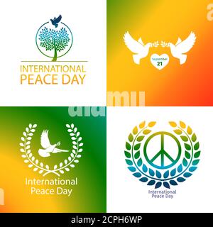 International Day of Peace colorful poster set, vector templates Stock Vector